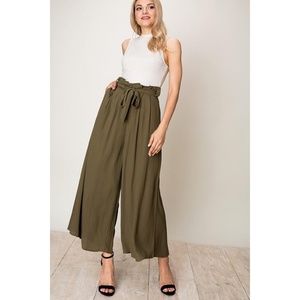Claudia Pant Olive, Yellow Solid Polyester